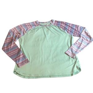 Striped Sleeve Swim Top - Mint and Multicolor